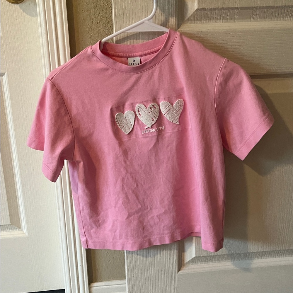 Cat & Jack Pink Tee with Heart Embroidery